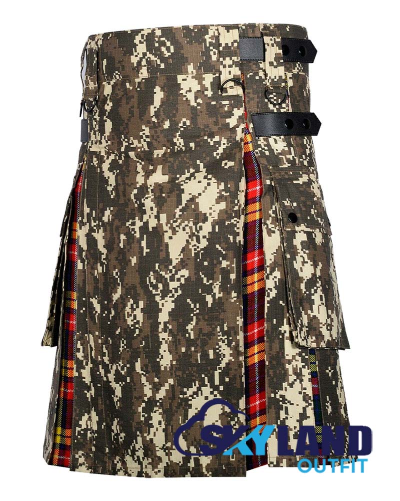 Hybrid Utility Kilts – Digital Camouflage & Buchanan Tartan Kilt image 2