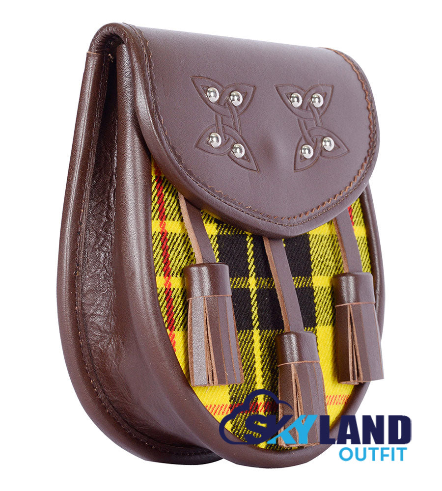 MacLeod of Lewis Tartan Sporran Brown Leather Scottish Sporran image 1