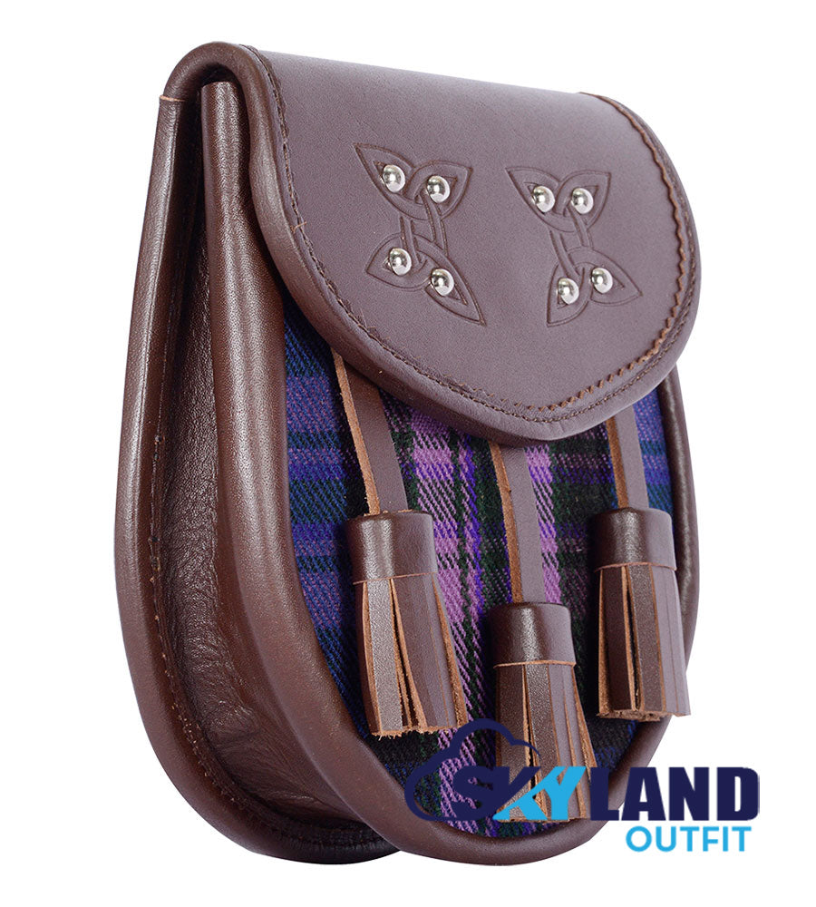 Pride of Scotland Tartan Sporran Brown Leather Scottish Sporran image 1