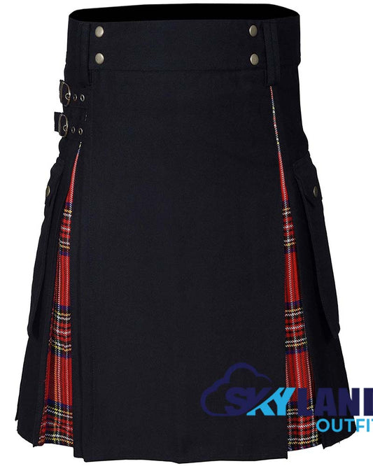 Hybrid Utility Kilts - Royal Stewart Tartan & Black Cotton Kilt image 0