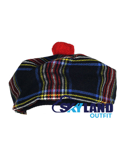 Black Stewart Tartan Tam o' Shanter Hat Scottish Bonnet image 3
