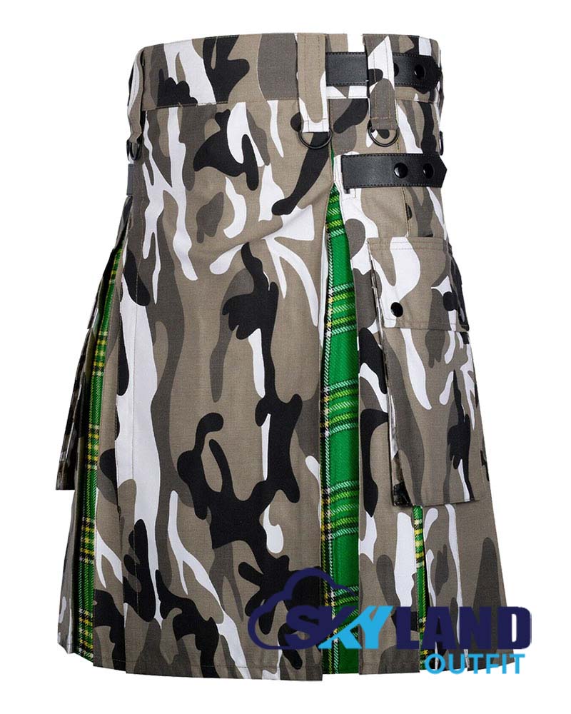Hybrid Utility Kilts – Camouflage Cotton & Irish Tartan Kilt image 2
