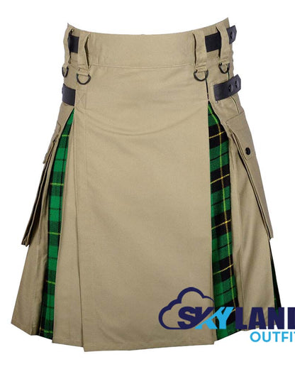 Hybrid Utility Kilts – Khaki Cotton & Wallace Hunting Tartan Kilt image 0