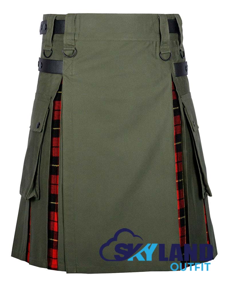 Hybrid Utility Kilts – Oliver Green Cotton & Wallace Tartan Kilt image 0