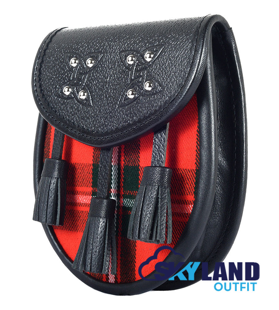 MacGregor Tartan Sporran Black Leather Scottish Sporran image 2