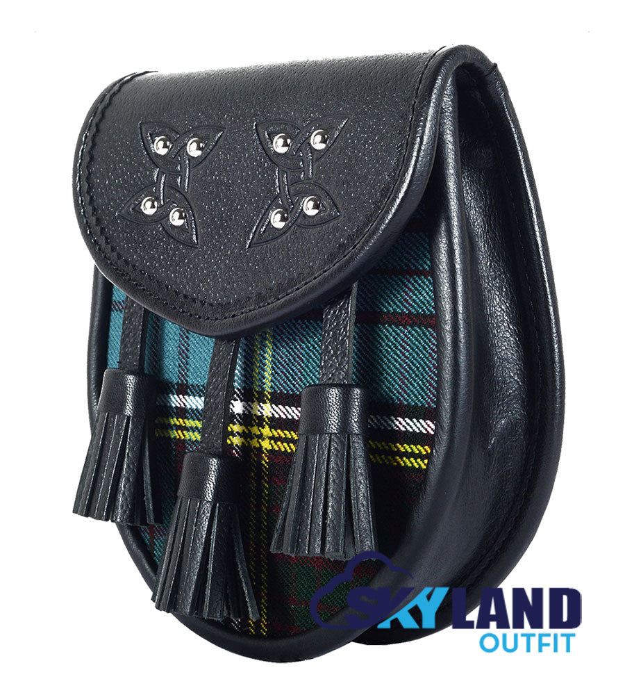 Anderson Tartan Sporran Black Leather Scottish Sporran image 2