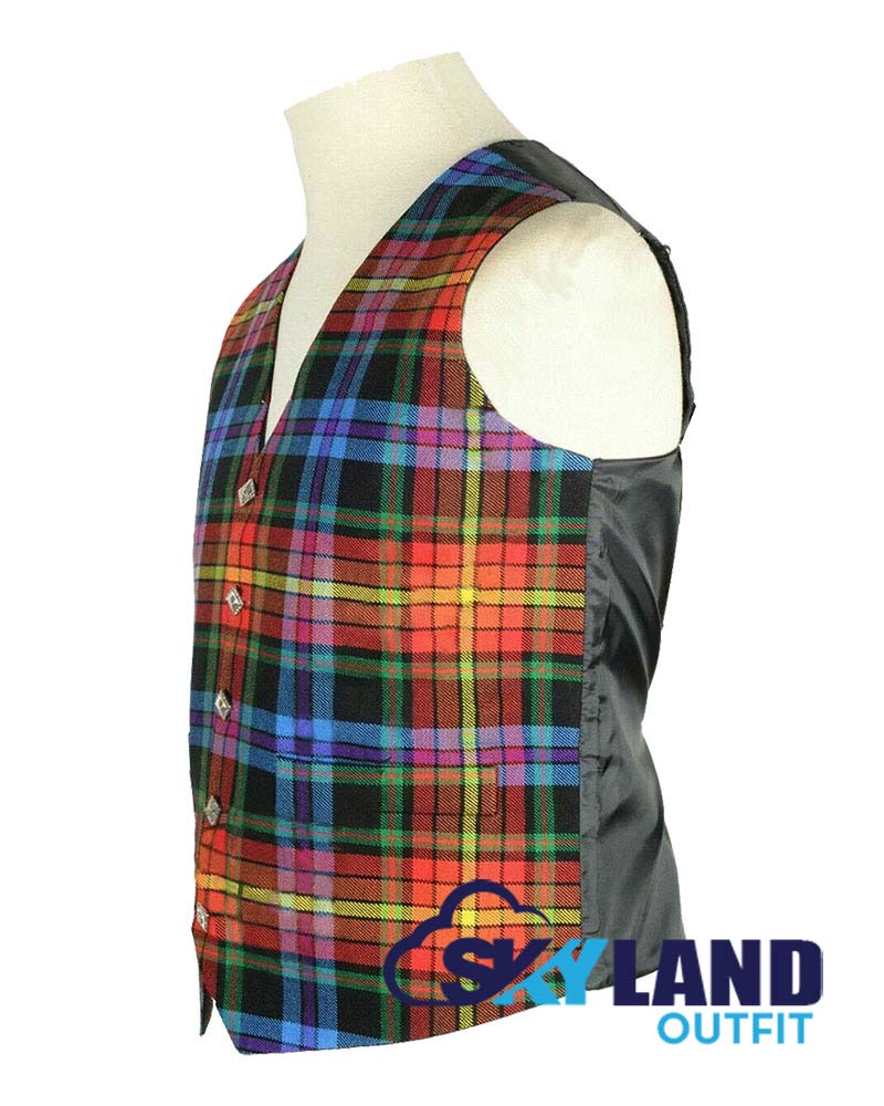 LGBTQ Pride Tartan Waistcoat - Argyle Vest Made to Order image 1