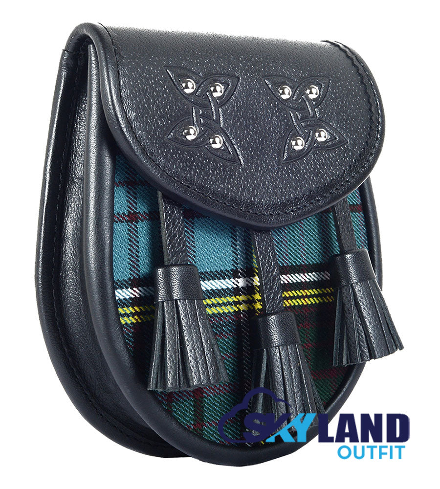Anderson Tartan Sporran Black Leather Scottish Sporran image 1