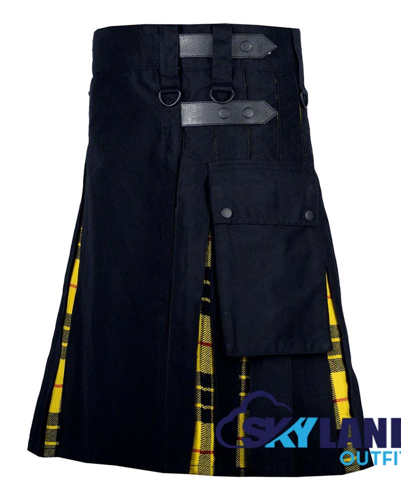 Hybrid Utility Kilts Black Cotton & MacLeod of Lewis Tartan Kilt image 2