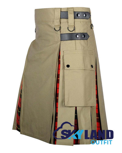 Hybrid Utility Kilts – Khaki Cotton & Wallace Tartan Kilt image 2