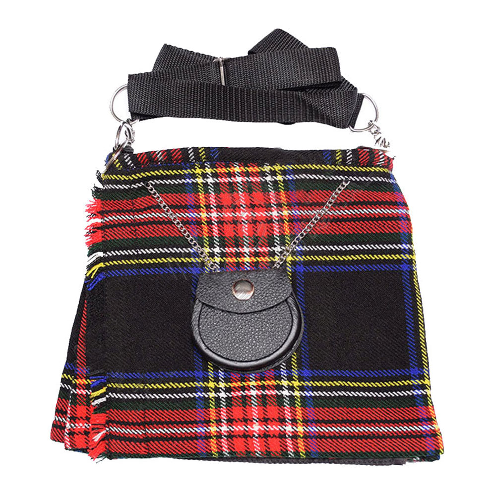 Black Stewart Tartan Ladies Kilt Shaped Purse, Tote Bag image 1