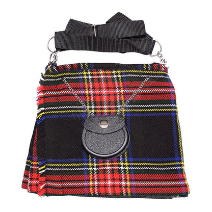 Black Stewart Tartan Ladies Kilt Shaped Purse, Tote Bag image 1