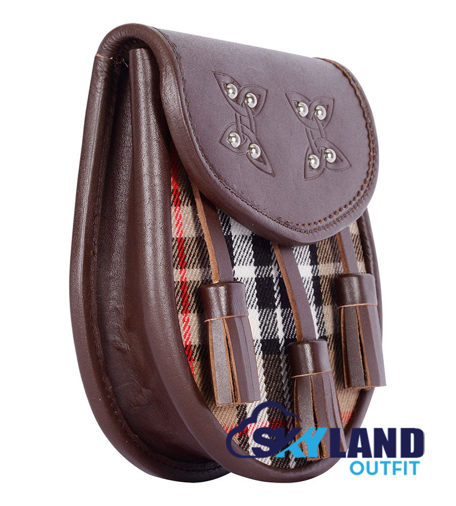 Campbell Thompson Tartan Sporran Brown Leather Sporran image 1