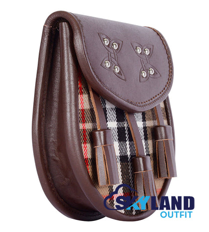 Campbell Thompson Tartan Sporran Brown Leather Sporran image 1