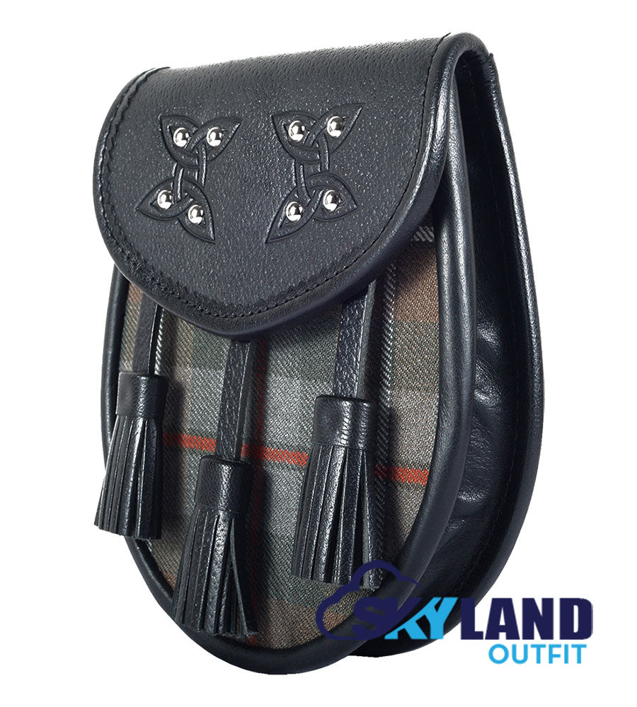 Weathered Mackenzie Tartan Sporran Black Leather Sporran image 2