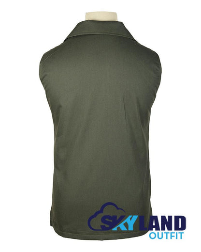 Jacobite Ghillie Kilt Shirt Olive Green Cotton Jacobean Sleeveless Shirt image 2