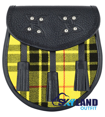 MacLeod of Lewis Tartan Sporran Black Leather Scottish Sporran image 0