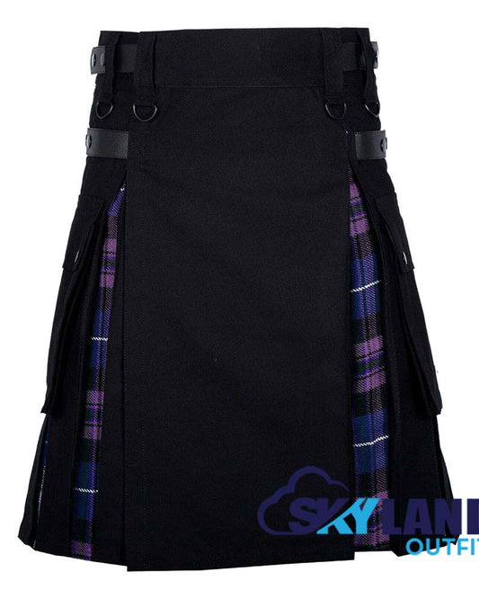 Hybrid Utility Kilts - Black Cotton & Pride of Scotland Tartan Kilt image 0