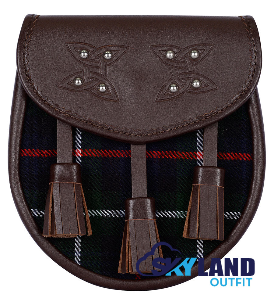 Mackenzie Tartan Sporran Brown Leather Scottish Sporran image 0