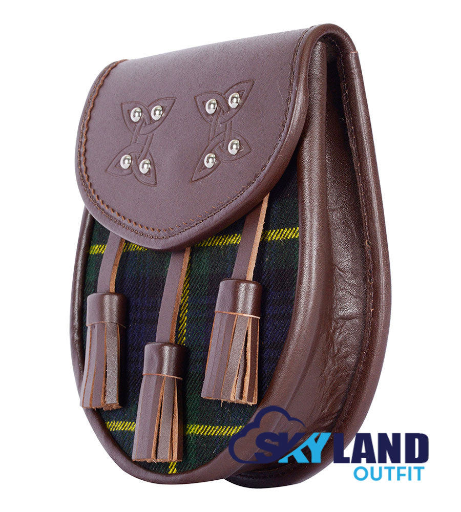 Gordon Tartan Sporran Brown Leather Scottish Sporran image 2