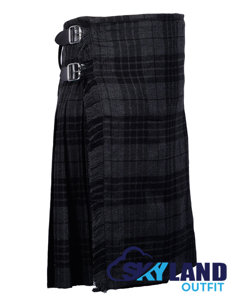Grey Watch Tartan 8 Yard Kilt for Men Traditional Scottish Kilt image 1