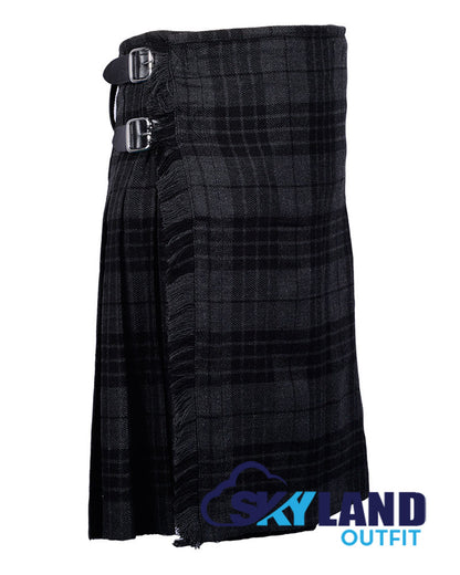 Grey Watch Tartan 8 Yard Kilt for Men Traditional Scottish Kilt image 1