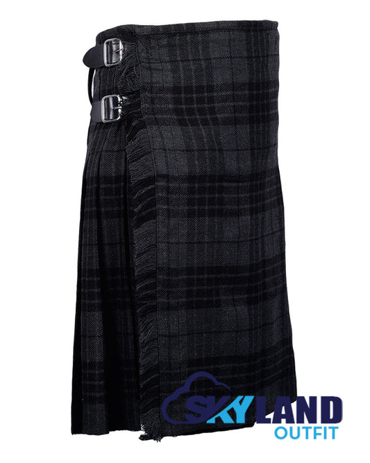 Grey Watch Tartan 8 Yard Kilt for Men Traditional Scottish Kilt image 1