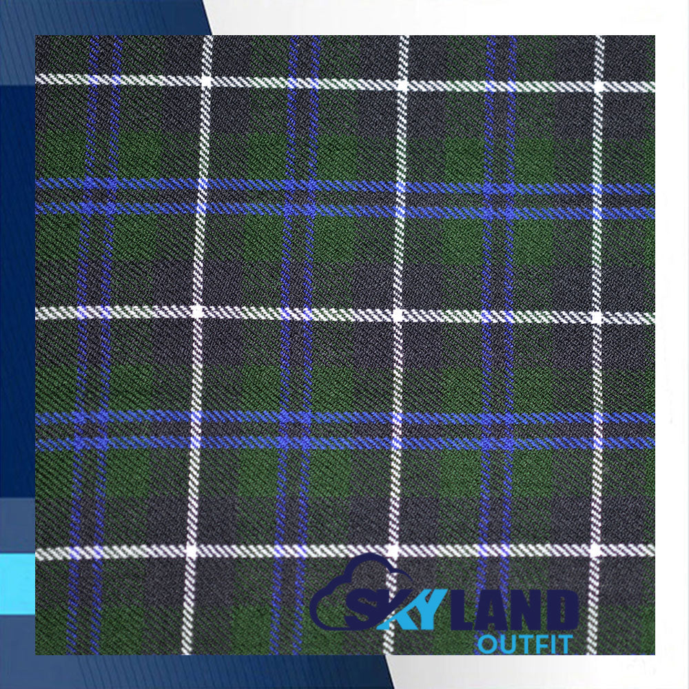 Blue Douglas Tartan Homespun Wool Blend Fabric By the Yard image 0