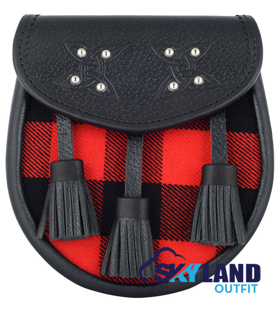 MacGregor Rob Roy Tartan Sporran Black Leather Sporran image 0