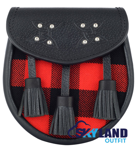 MacGregor Rob Roy Tartan Sporran Black Leather Sporran image 0