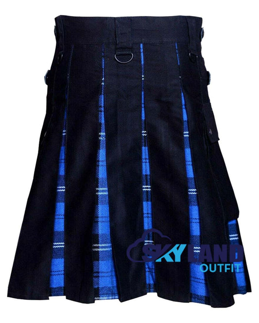 Hybrid Utility Kilts - Black Cotton & Ramsey Blue Hunting Tartan Kilt image 1