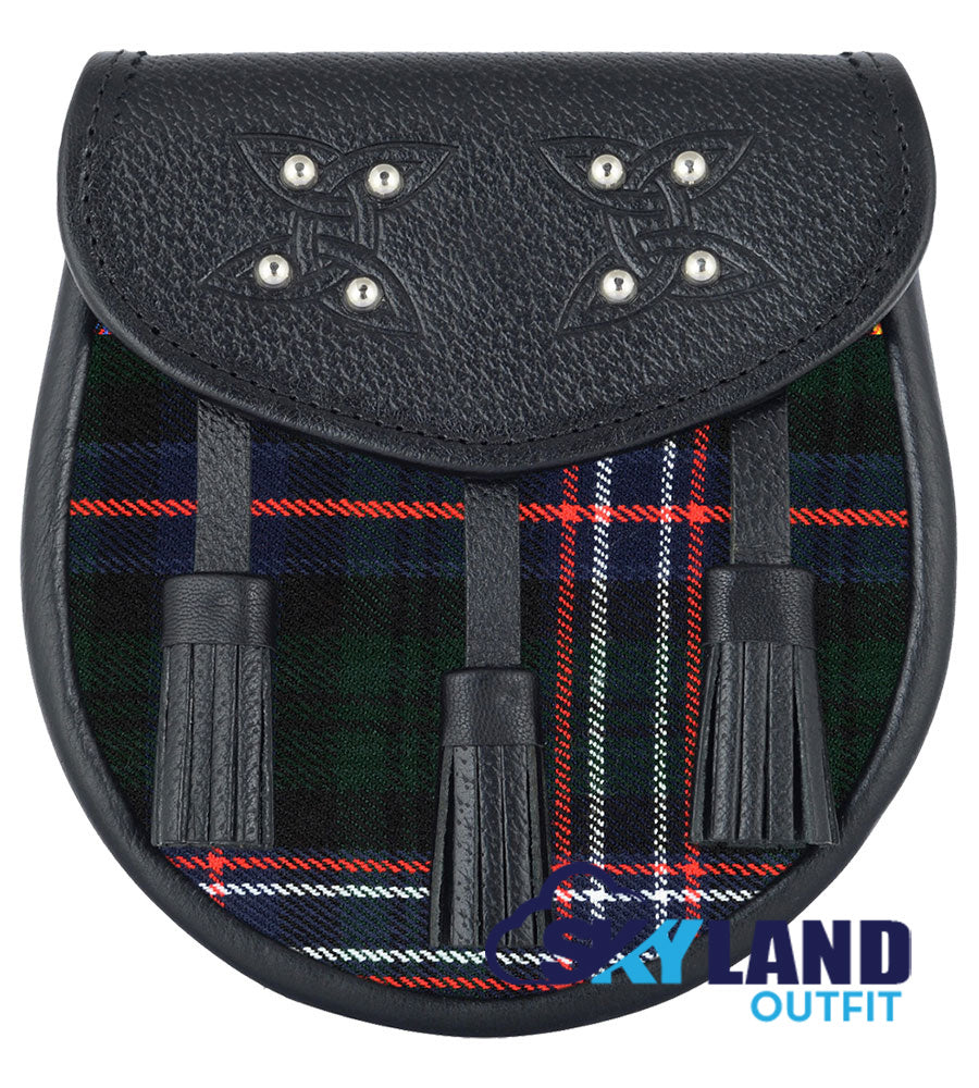 Scottish National Tartan Sporran Black Leather Scottish Sporran image 0