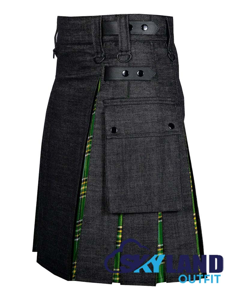 Hybrid Utility Kilts – Black Denim & Irish Tartan Kilt image 2