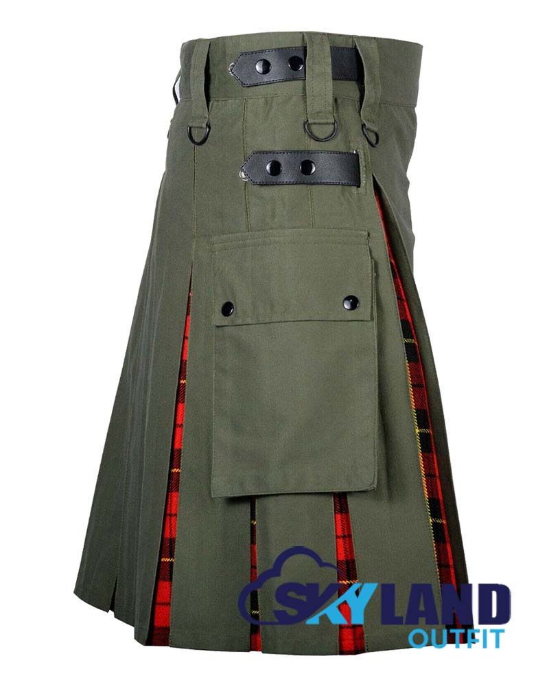 Hybrid Utility Kilts – Oliver Green Cotton & Wallace Tartan Kilt image 1
