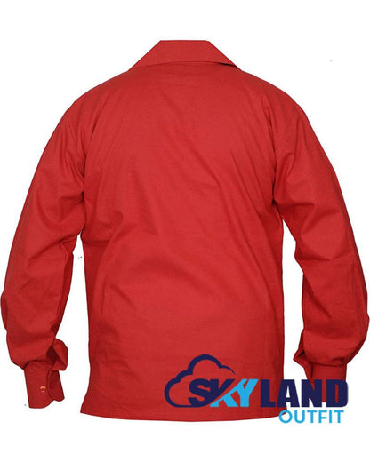 Jacobite Ghillie Kilt Shirt Red Cotton Jacobean Full Sleeve Shirt image 1