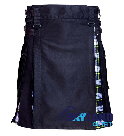 Hybrid Utility Kilts - Black Cotton & Dress Gordon Tartan Kilt image 0