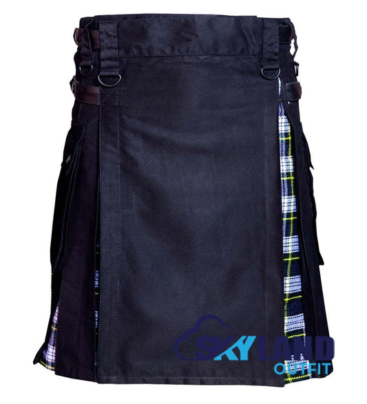 Hybrid Utility Kilts - Black Cotton & Dress Gordon Tartan Kilt image 0