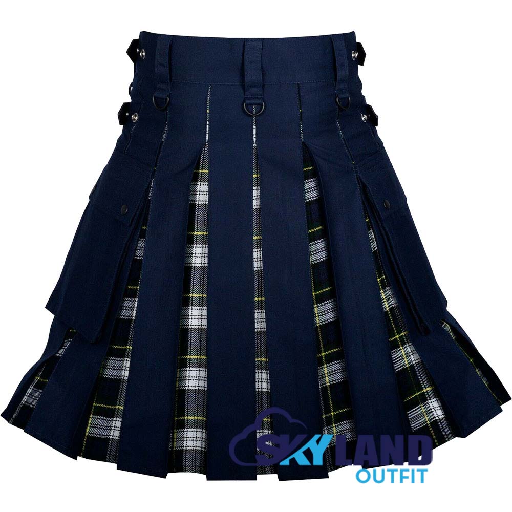 Hybrid Utility Kilts – Blue Cotton & Dress Gordon Tartan Kilt image 1