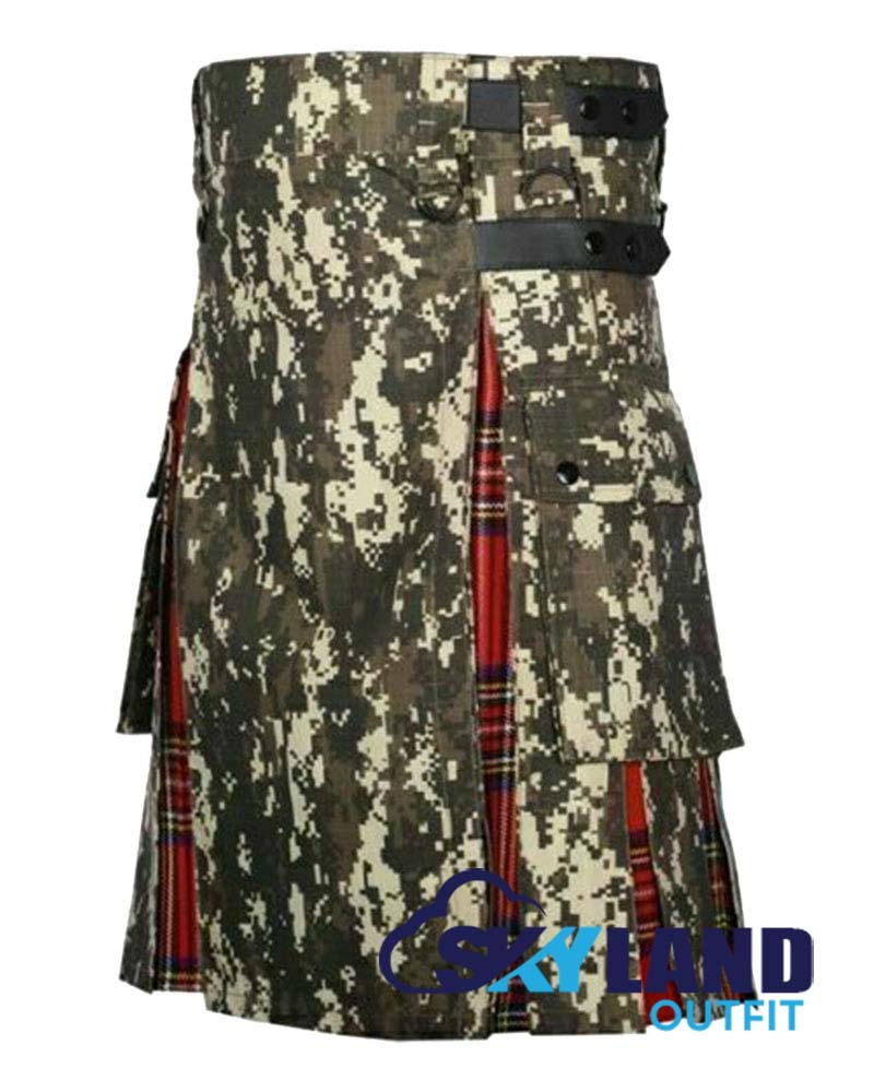 Hybrid Utility Kilts – Digital Camouflage & Royal Stewart Tartan Kilt image 2