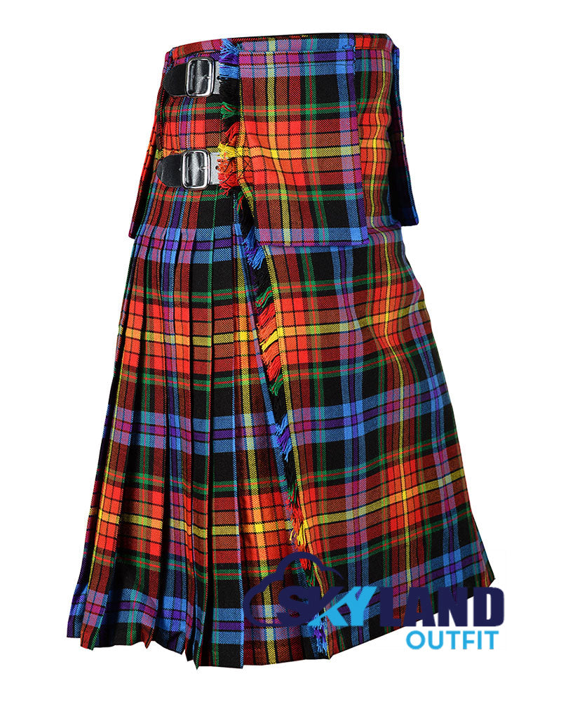 LGBTQ Pride Tartan Scottish 8-Yard Kilt with Detachable Pockets image 0