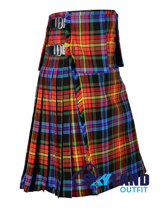LGBTQ Pride Tartan Scottish 8-Yard Kilt with Detachable Pockets image 0