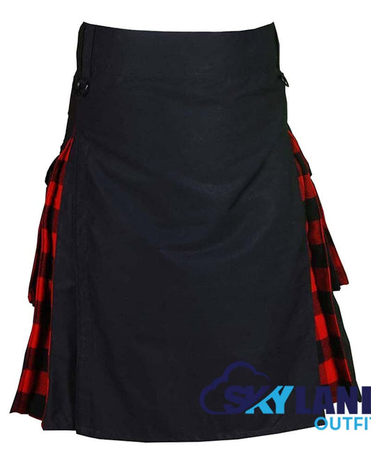 Hybrid Utility Kilts - Black Cotton & Red Black Rob Roy Tartan Kilt image 0