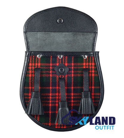 MacDonald Tartan Sporran Black Leather Scottish Sporran image 3