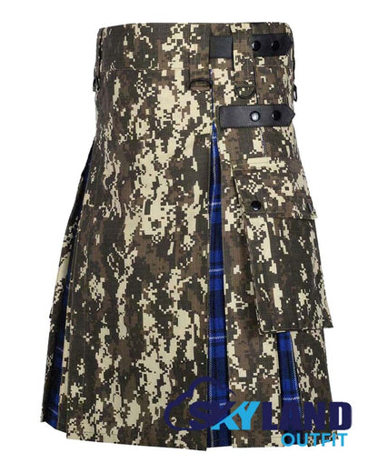 Hybrid Utility Kilts – Digital Camouflage & Ramsey Blue Tartan Kilt image 1