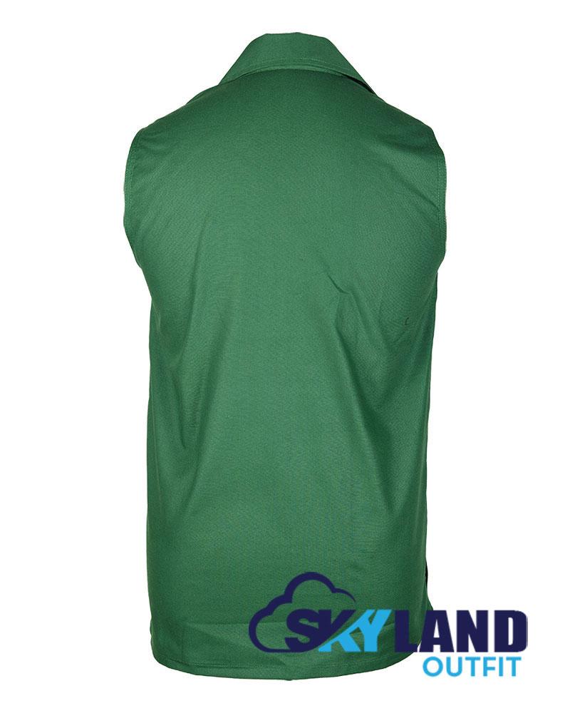 Jacobite Ghillie Kilt Shirt Green Cotton Jacobean Sleeveless Shirt image 2