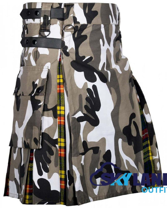 Hybrid Utility Kilts – Camouflage & Buchanan Tartan Kilt image 0