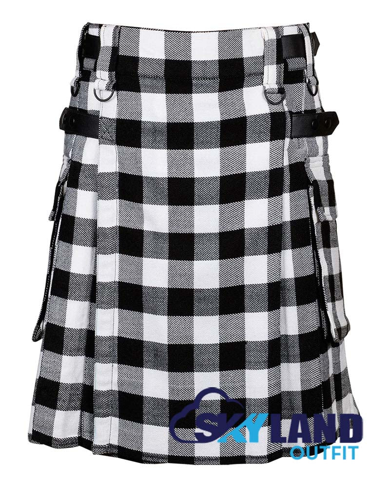 White, Black Rob Roy Tartan Kilt Modern Utility Kilts image 0