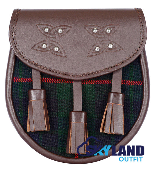 Gunn Tartan Sporran Brown Leather Scottish Sporran image 0