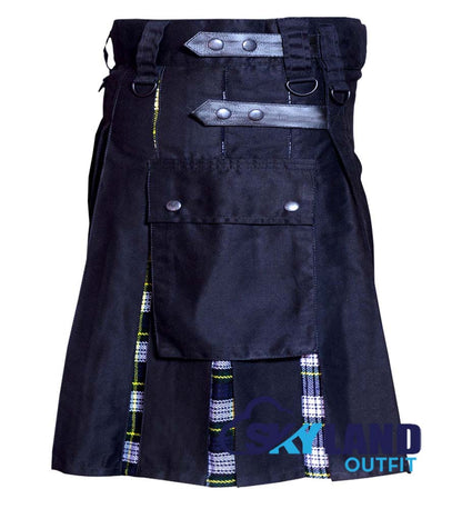 Hybrid Utility Kilts - Black Cotton & Dress Gordon Tartan Kilt image 1