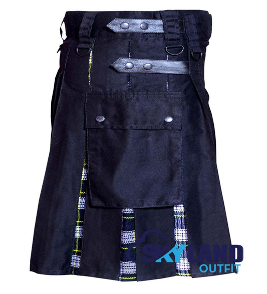 Hybrid Utility Kilts - Black Cotton & Dress Gordon Tartan Kilt image 1